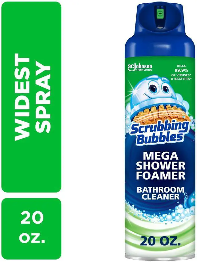 Alt view image 8 of 14 - Scrubbing Bubbles Mega Shower Foamer Aerosol, Tough Foaming Bathroom, Tile, Shower & Tub Disinfectant Cleaner, Rainshower, 20 oz