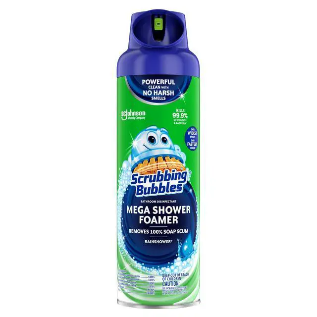 Alt view image 13 of 14 - Scrubbing Bubbles Mega Shower Foamer Aerosol, Tough Foaming Bathroom, Tile, Shower & Tub Disinfectant Cleaner, Rainshower, 20 oz