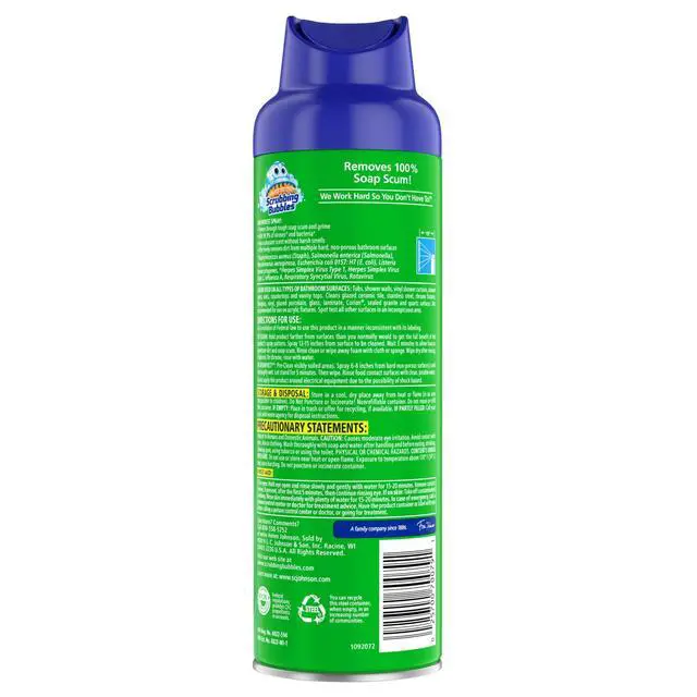 Alt view image 14 of 14 - Scrubbing Bubbles Mega Shower Foamer Aerosol, Tough Foaming Bathroom, Tile, Shower & Tub Disinfectant Cleaner, Rainshower, 20 oz