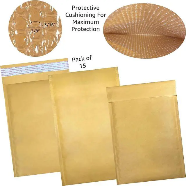 Alt view image 2 of 7 - StarBoxes 15 Kraft Bubble Mailers 7.25x12" - #1 Self-Seal Padded Envelopes