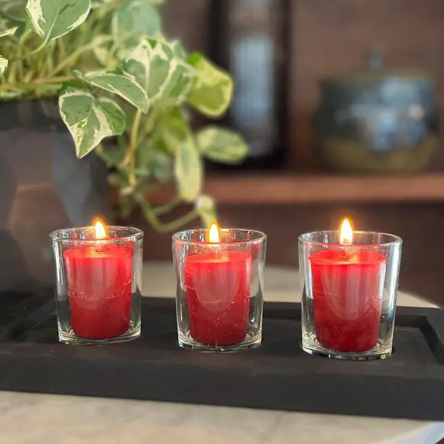 Alt view image 6 of 7 - (2 pack) Mainstays Paraffin Blend Wax Votive Candles, Unscented, Red, 4 Pack