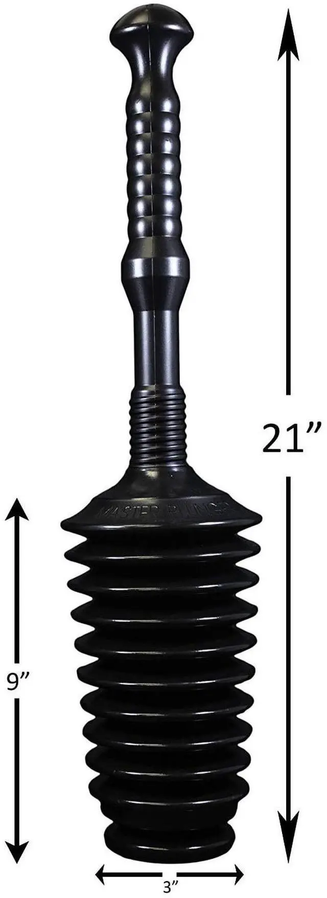 Alt view image 3 of 6 - Master Plunger MP500-3 Heavy Duty All Purpose Plunger, Laundry Tubs, Bath Tubs, Kitchen Sinks, Garbage Disposal, Toilets Commercial & Residential Use. Equipped with Air Release Valve, Black