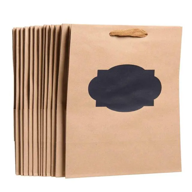 Alt view image 7 of 7 - Hello Hobby Kraft Gift Bags with Chalk Label, 8" x 10", 13 Large Favor Bags