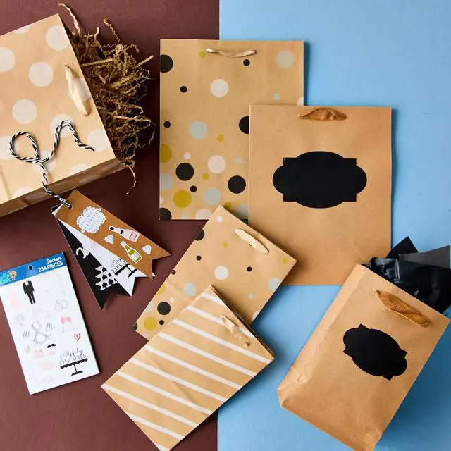 Alt view image 3 of 7 - Hello Hobby Kraft Gift Bags with Chalk Label, 8" x 10", 13 Large Favor Bags