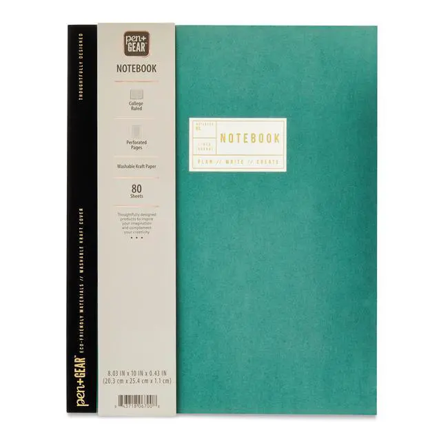 Alt view image 3 of 5 - Pen+Gear Brand Green Kraft Paper Notebook, 8.03 x 10", 160 Ruled Pages