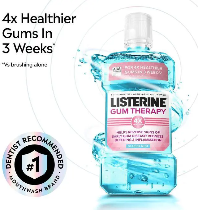 Alt view image 4 of 5 - Listerine Gum Therapy Anti-Gingivitis Mouthwash Oral Care, Glacier Mint, 1 L