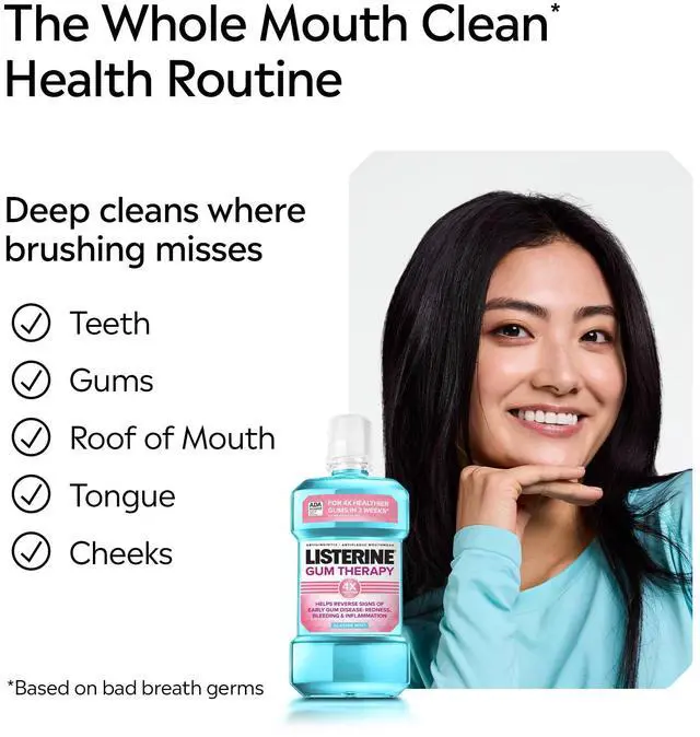 Alt view image 2 of 5 - Listerine Gum Therapy Anti-Gingivitis Mouthwash Oral Care, Glacier Mint, 1 L