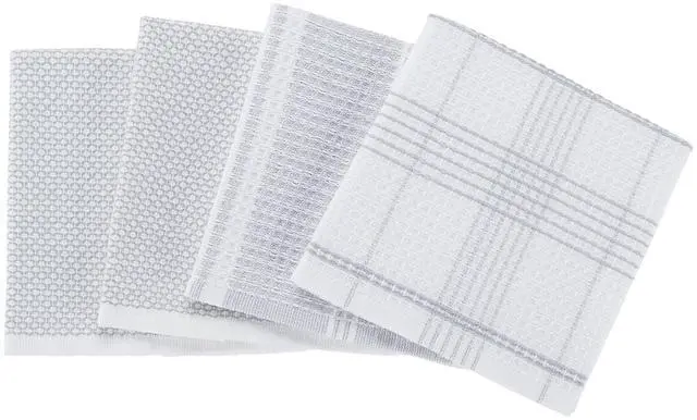 Main image of Better Homes & Gardens 4 Pack Oversized Dishcloth Set, Soft Silver