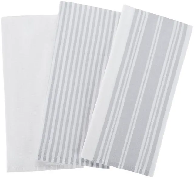 Main image of Better Homes & Gardens Soft Silver Cotton Woven Dual-Purpose Oversized Kitchen Towels 3 Pack
