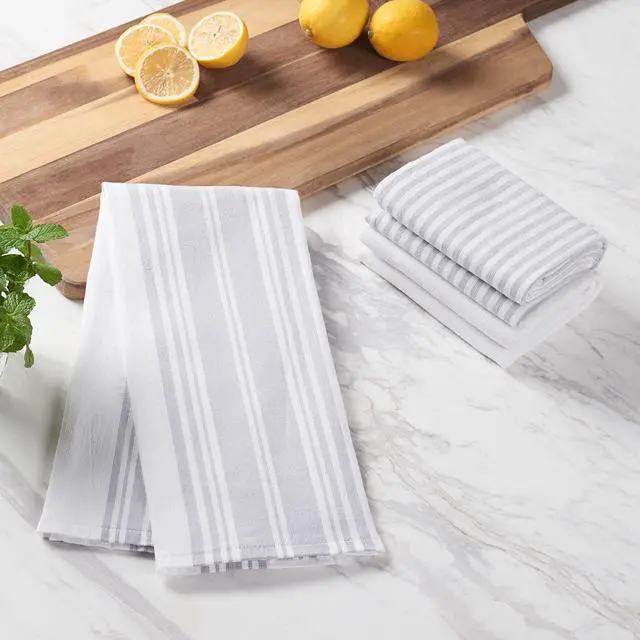 Alt view image 3 of 5 - Better Homes & Gardens Soft Silver Cotton Woven Dual-Purpose Oversized Kitchen Towels 3 Pack