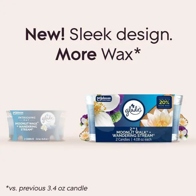Alt view image 5 of 6 - Glade 2in1 Single Wick Candles, Moonlit Walk + Wandering Stream, 8.16 oz, 2 Count