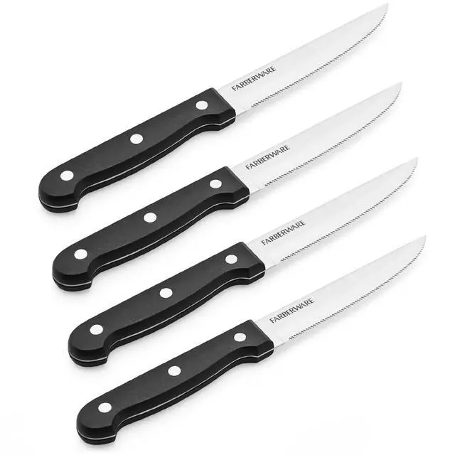 Alt view image 4 of 5 - Farberware Never Needs Sharpening 4-piece 4.5-inch Steak Knife Set