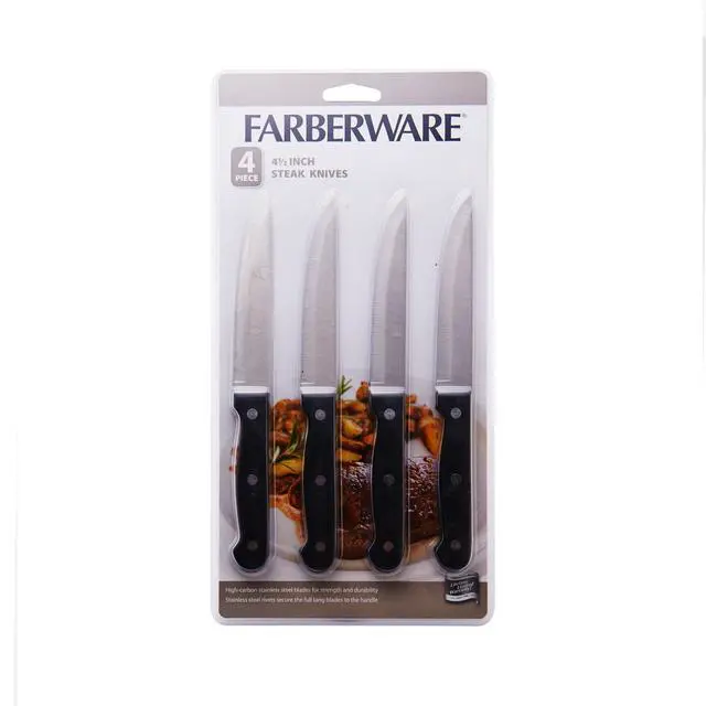 Alt view image 3 of 5 - Farberware Never Needs Sharpening 4-piece 4.5-inch Steak Knife Set