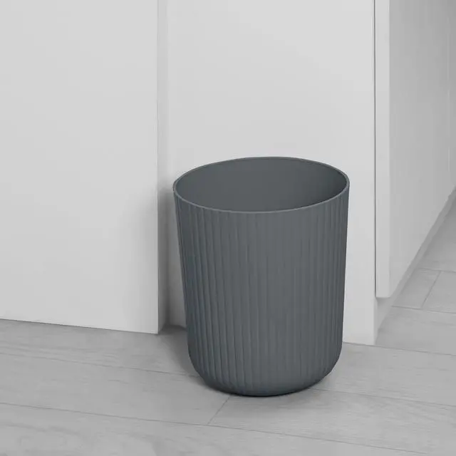 Main image of Mainstays 1.64 Gallon Plastic Ribbed Trash Can, Grey