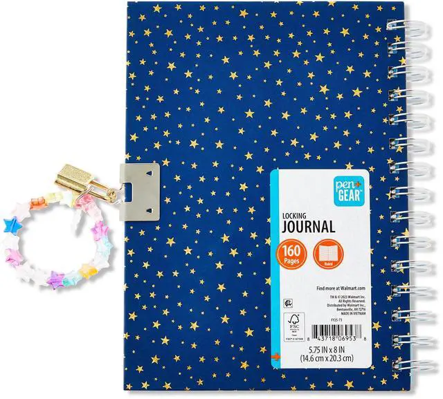 Alt view image 2 of 5 - Pen+Gear Brand Gold Star Shaker Locking Journal For Children, 6.6" x 8.3" , 160 Ruled Pages