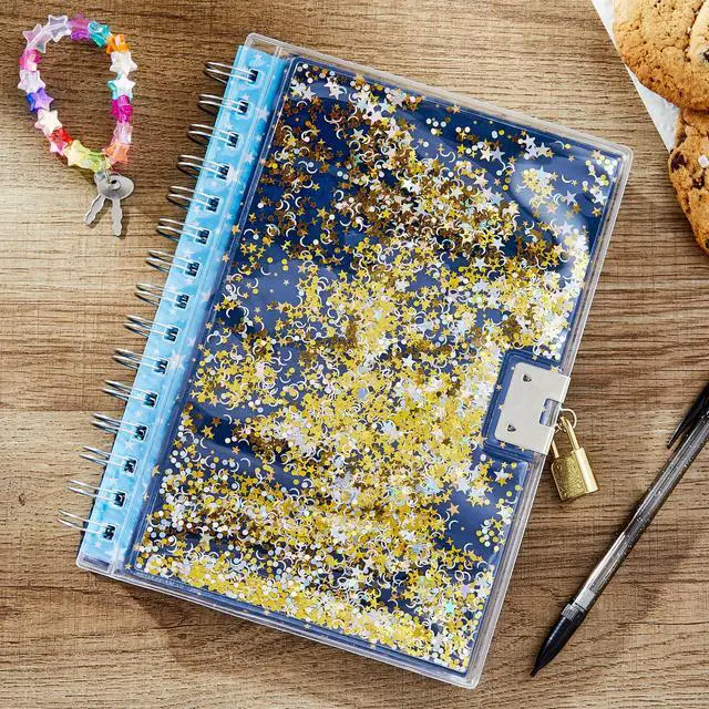 Alt view image 3 of 5 - Pen+Gear Brand Gold Star Shaker Locking Journal For Children, 6.6" x 8.3" , 160 Ruled Pages