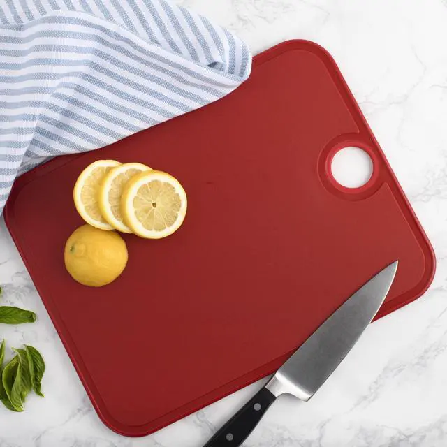 Alt view image 5 of 6 - Architec 14" x 11" Gripper Non-Slip Poly Cutting Board, Red