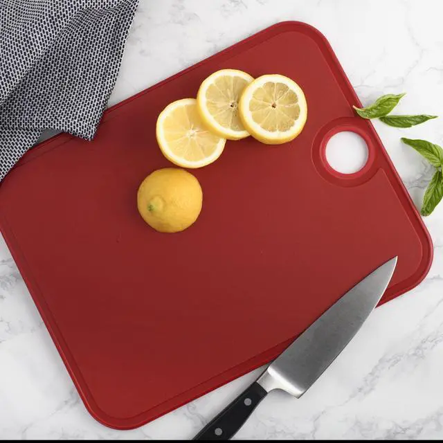 Alt view image 2 of 6 - Architec 14" x 11" Gripper Non-Slip Poly Cutting Board, Red