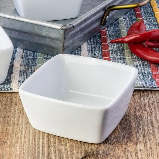 Alt view image 3 of 6 - (4 pack) Better Homes & Gardens White Porcelain Square Dipped Bowl