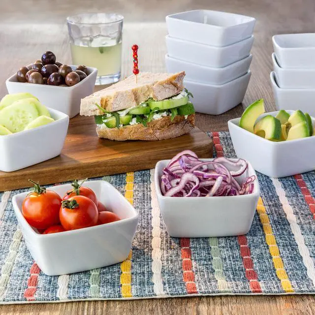 Alt view image 4 of 6 - (4 pack) Better Homes & Gardens White Porcelain Square Dipped Bowl