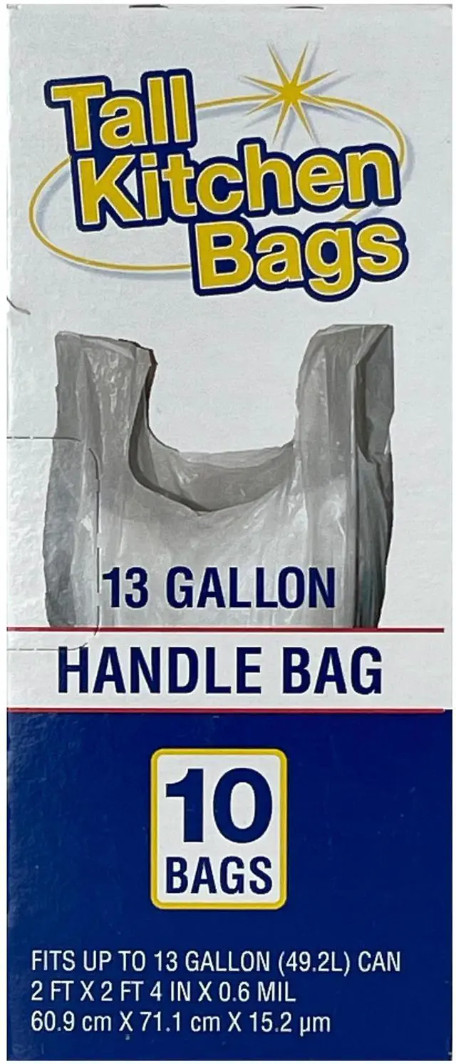 Main image of (4 pack) Basic Kitchen Trash Bags, 13 Gallon, Handle, 10 Bags