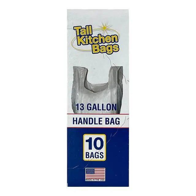 Alt view image 4 of 7 - (4 pack) Basic Kitchen Trash Bags, 13 Gallon, Handle, 10 Bags