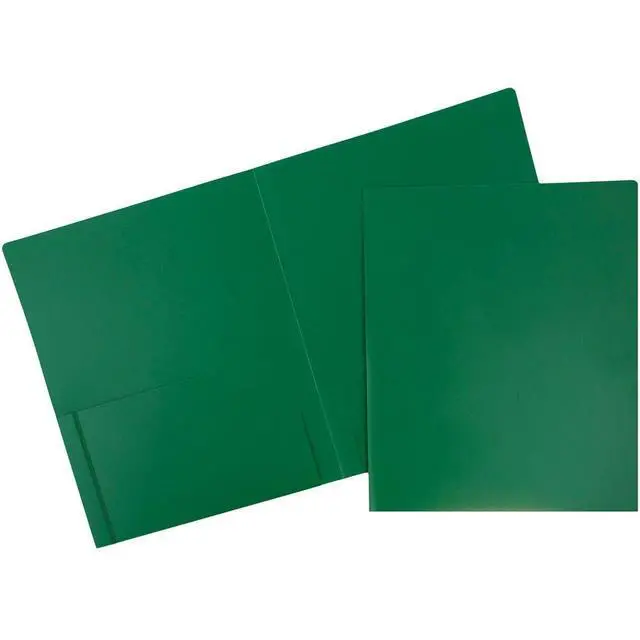 Alt view image 2 of 4 - JAM Paper Heavy Duty Plastic 2 Pocket School Folders, Green, 3/Pack