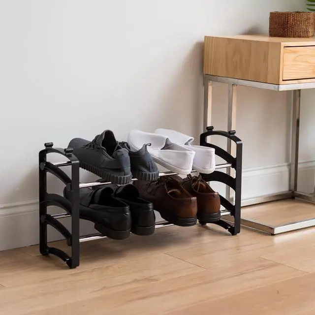 Alt view image 7 of 7 - IRIS 2 Tier 6 Pairs Slim Metar Shoe Racks for Entryway