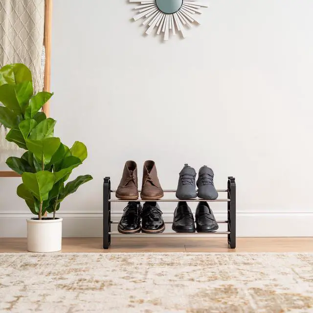 Main image of IRIS 2 Tier 6 Pairs Slim Metar Shoe Racks for Entryway