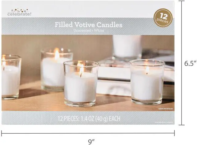 Alt view image 4 of 6 - Way To Celebrate White Unscented Filled Votive Candles in Clear Glass, 12 Pack
