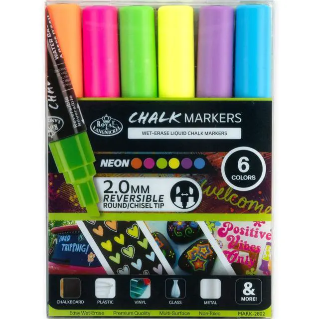 Alt view image 3 of 6 - Royal & Langnickel Chalk Marker, 2mm Tip, Neon Colors, 6 Pack