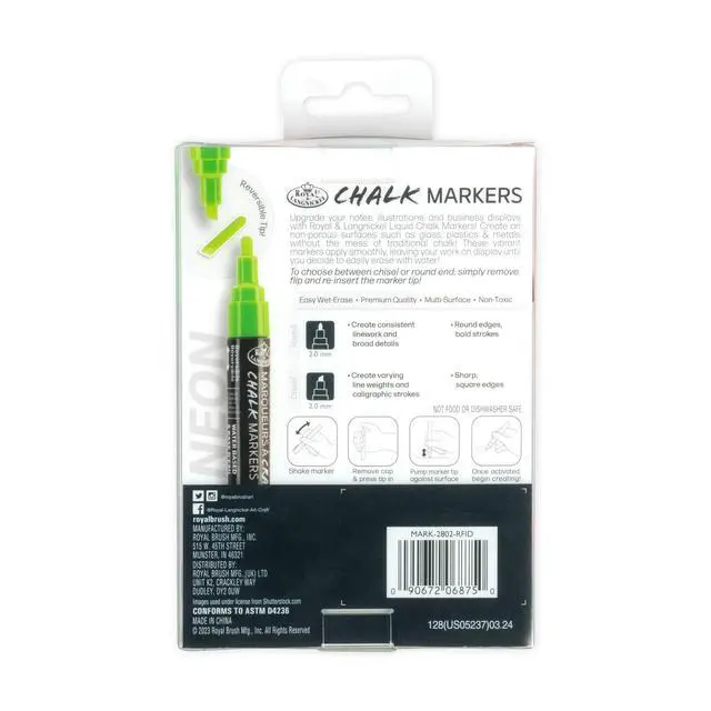 Alt view image 2 of 6 - Royal & Langnickel Chalk Marker, 2mm Tip, Neon Colors, 6 Pack