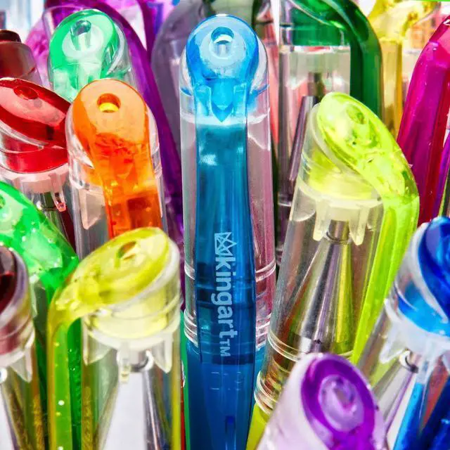Alt view image 3 of 5 - KINGART Glitter Gel Pens Set 30 Vibrant Colored Pens for Adult Coloring, Art and Crafts