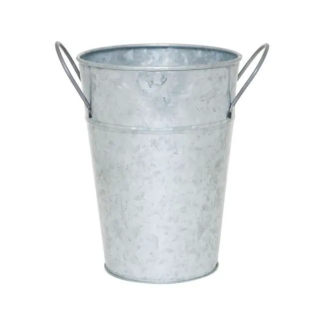 Alt view image 6 of 7 - (2 pack) Mainstays Metal Bucket Planter, 7'', High Solid Print Gray