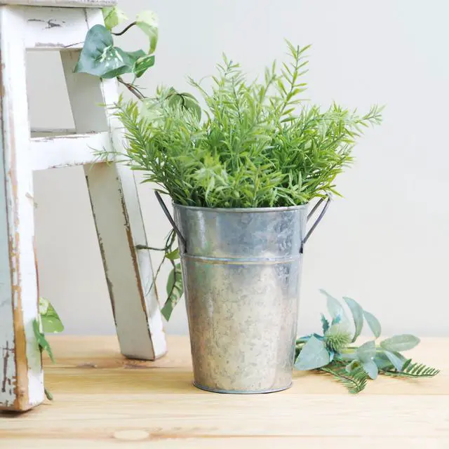 Alt view image 2 of 7 - (2 pack) Mainstays Metal Bucket Planter, 7'', High Solid Print Gray