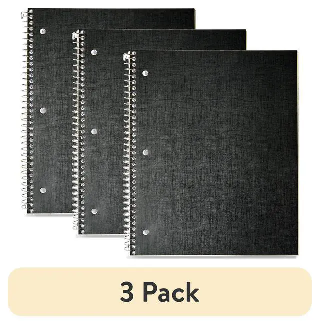 Alt view image 3 of 6 - (3 pack) Pen+Gear College Ruled 1-Subject Poly Notebook, Black, 9" x 11", 100 Sheets