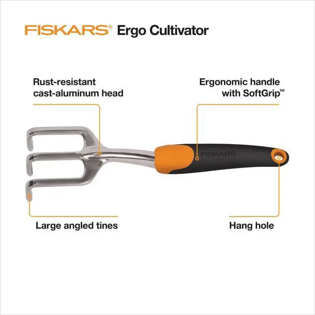 Main image of Fiskars Ergo Cultivator Tiller Scratch Tool with SoftGrip Handle