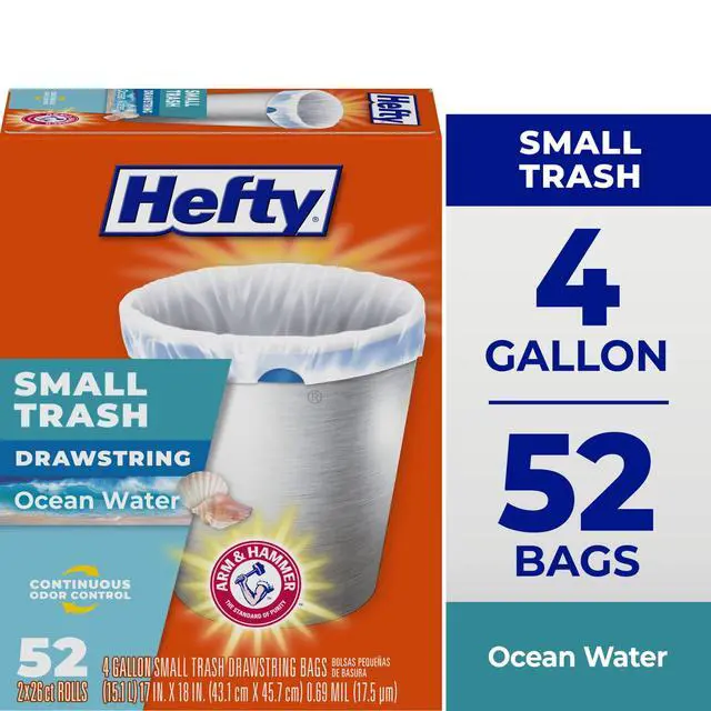 Alt view image 5 of 6 - Hefty Small Trash Bags, Ocean Water Scent, 4 Gallon, 52 Count