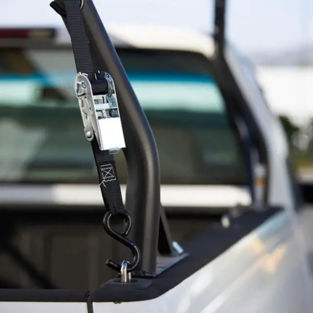 Alt view image 2 of 7 - (2 pack) Hyper Tough 12 ft x 1 in Black Ratchet Tie-Down with Coated S-Hooks