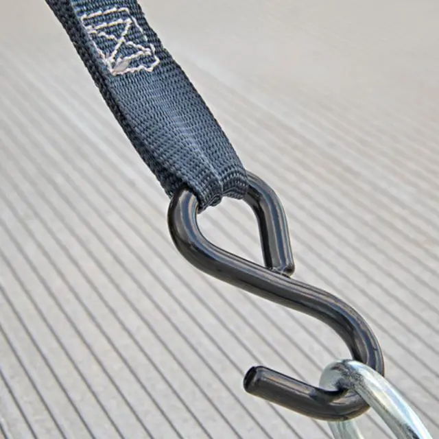 Alt view image 4 of 7 - (2 pack) Hyper Tough 12 ft x 1 in Black Ratchet Tie-Down with Coated S-Hooks