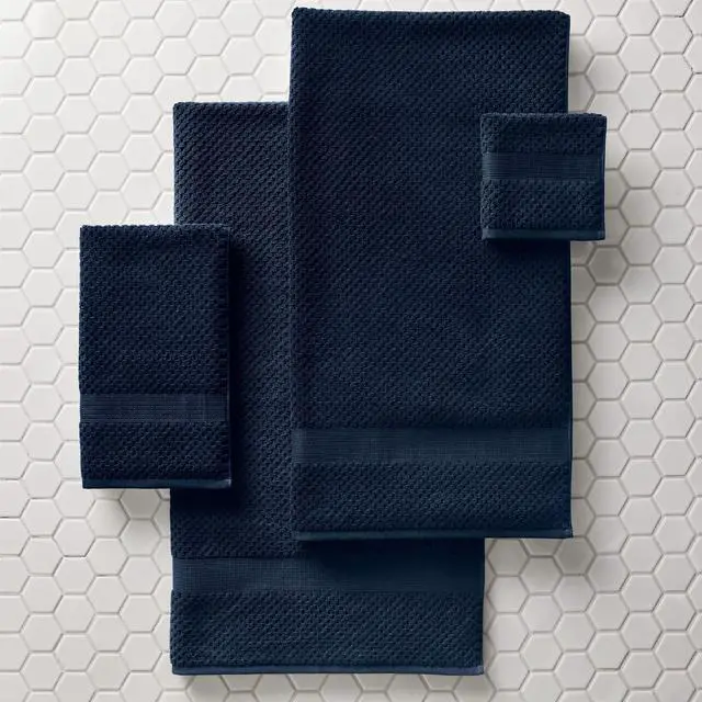 Main image of Better Homes & Gardens Signature Soft Cotton Popcorn Textured Bath Towel, Blue Admiral
