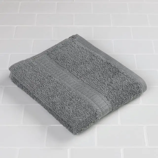 Alt view image 6 of 6 - (4 pack) Mainstays Basic Hand Towel, Soft 100% Cotton and highly absorbent Hand Towel, Grey