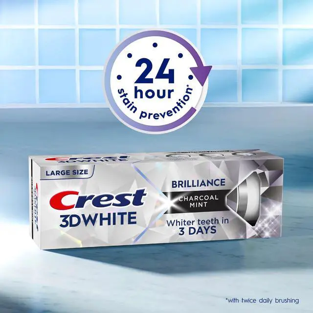 Alt view image 3 of 6 - Crest 3D White Brilliance Charcoal Teeth Whitening Toothpaste, 4.6 oz