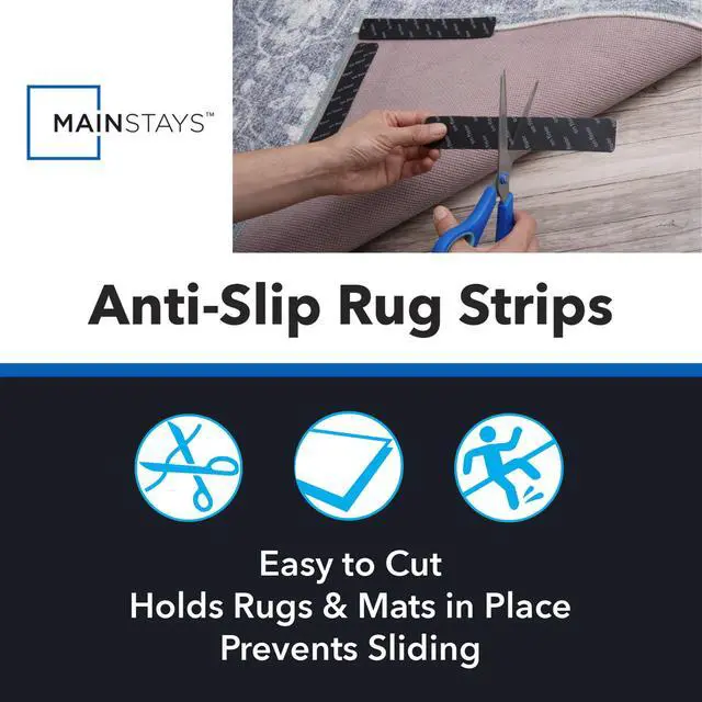 Alt view image 6 of 6 - Mainstays Reusable Anti-Slip Rug Grip Strips, Black, 1" x 7", 8 Pack