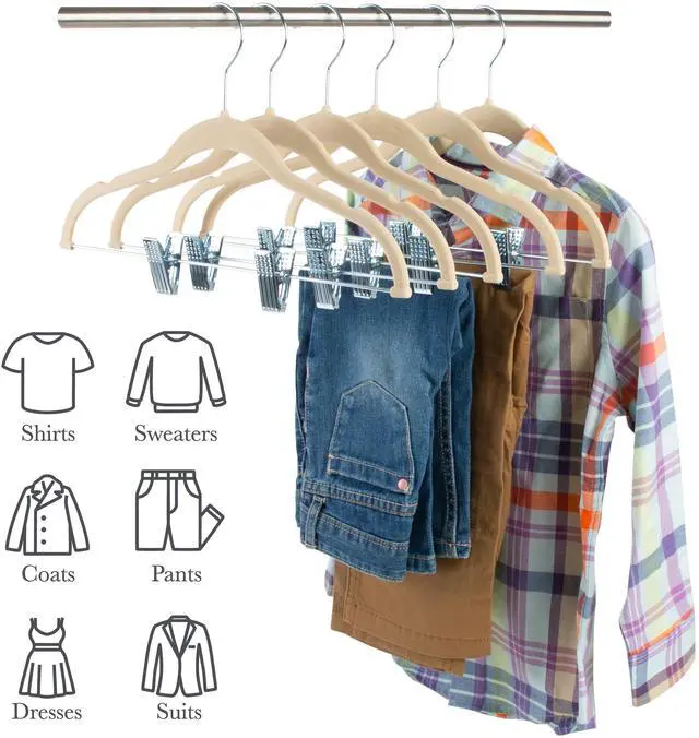 Main image of Simplify Kid's Plastic, Fabric, Metal Clothing Hangers with Clips, 6 Pack
