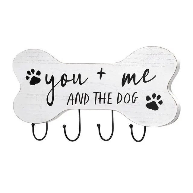 Alt view image 5 of 6 - Mainstays Indoor Wooden You Me and the Dog Sign Hook White Farmhouse Style 7.75" x 15.75"