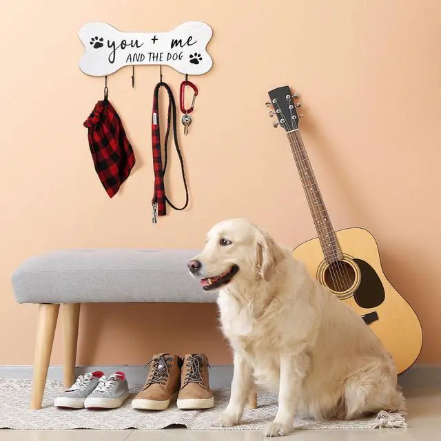 Alt view image 3 of 6 - Mainstays Indoor Wooden You Me and the Dog Sign Hook White Farmhouse Style 7.75" x 15.75"