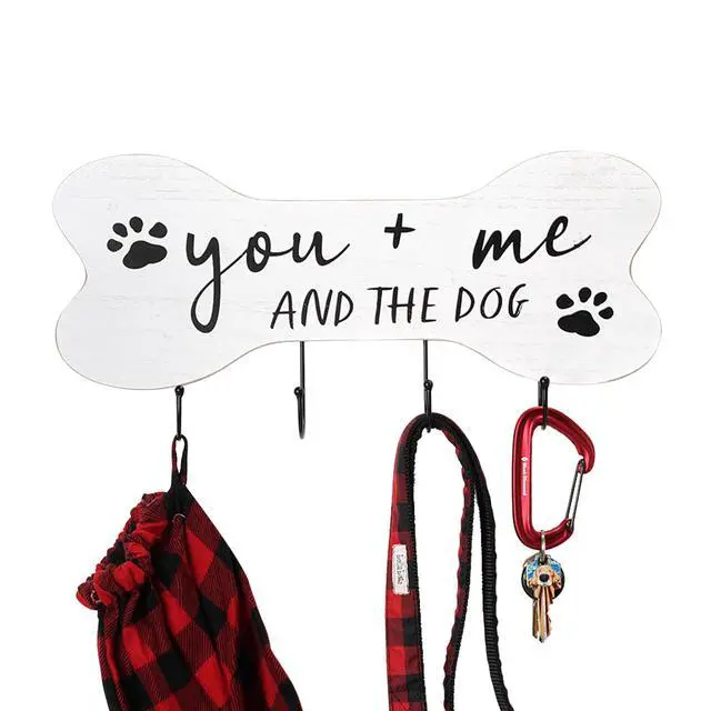 Alt view image 6 of 6 - Mainstays Indoor Wooden You Me and the Dog Sign Hook White Farmhouse Style 7.75" x 15.75"