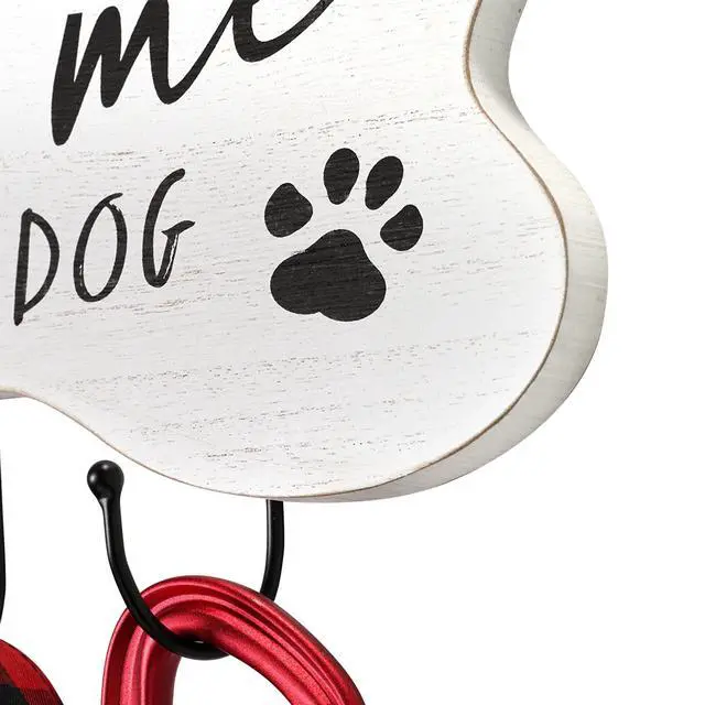 Alt view image 2 of 6 - Mainstays Indoor Wooden You Me and the Dog Sign Hook White Farmhouse Style 7.75" x 15.75"