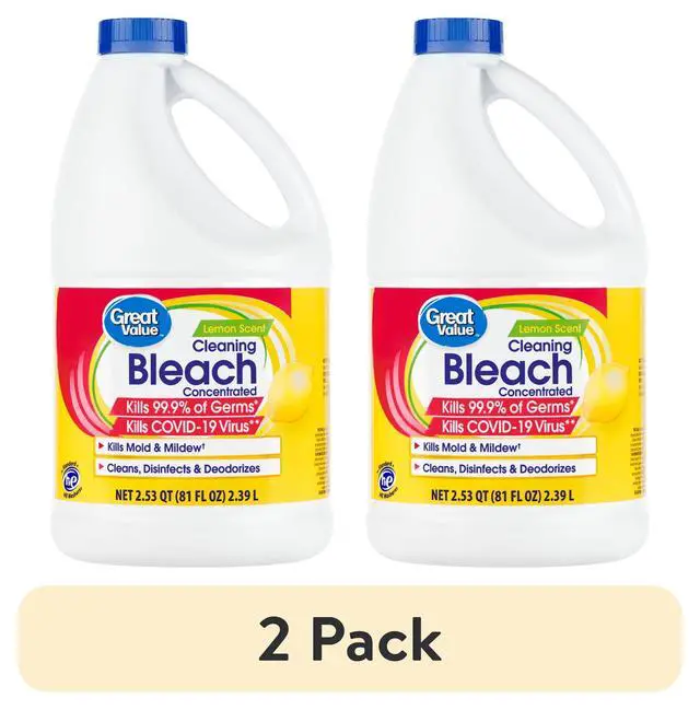 Alt view image 4 of 7 - (2 pack) Great Value Cleaning Bleach, Lemon Scent, 81 fl oz